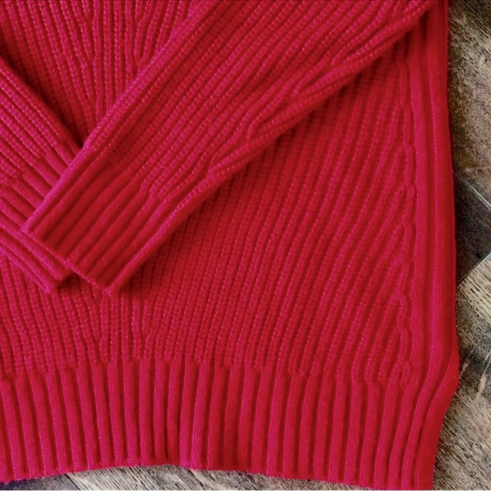 a.n.a. Oversized V-neck Shaker Sweater Red M